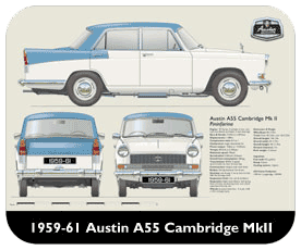Austin A55 Cambridge MKII 1959-61 Place Mat, Small